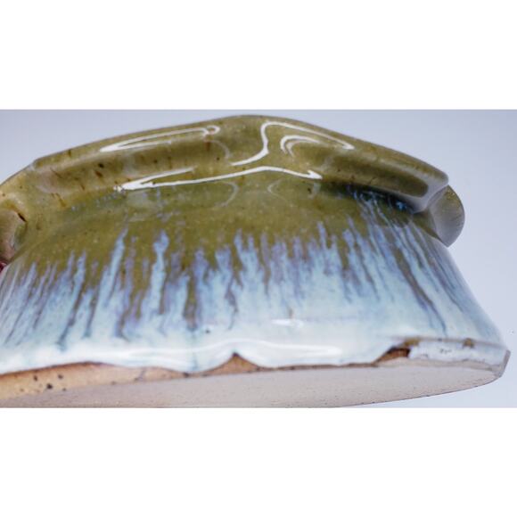 TRIPLE C POTTERY Hand Thrown Stoneware Brie Baker Scalloped Edge Glazed Signed - Picture 8 of 14